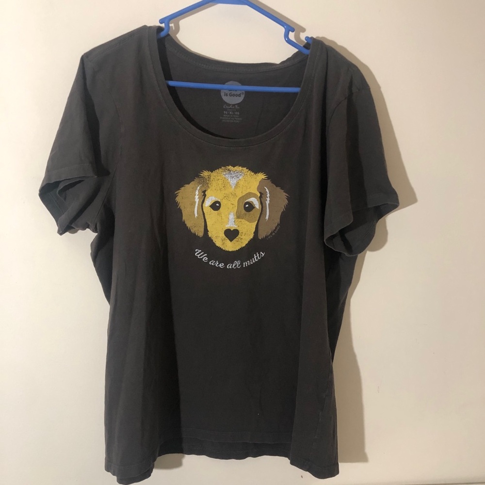 Life Is Good Crusher T Shirt XL We Are All Mutts Dogs Rescue READ